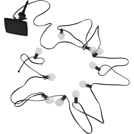 Guirlande lumineuse solaire G40 IP65 étanche pour extérieur, idéale pour les fêtes, le jardin, la cour ou la pelouse. (1/5)