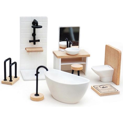 ensemble de meubles de salle de bain miniatures pour maison de poupée, accessoires réalistes, décoration pour maison de poupée, loisirs créatifs, accessoires de photographie (1/4)