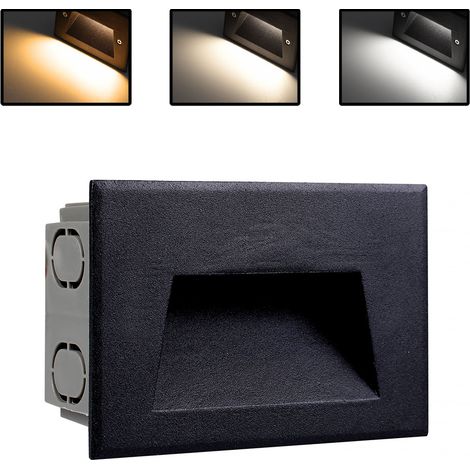 FARETTO LED SEGNAPASSO DA INCASSO IP65 5W NERO CON CCT SWITCH - ILLUMINAZIONE EFFICIENTE PER SCALE VIALI GIARDINI E TERRAZZI (1/4)