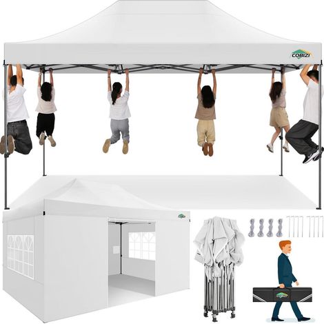 Faltpavillon 3x4,5m wasserdicht, stabil, UV-Schutz, mit 4 Seitenteilen (1/5)