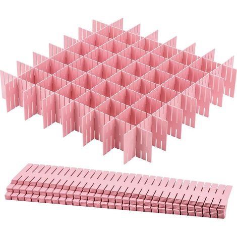 10 Séparateur Tiroir, Ajustable, Plastique PP, Rose, Pour Cuisine Bureau Chambre