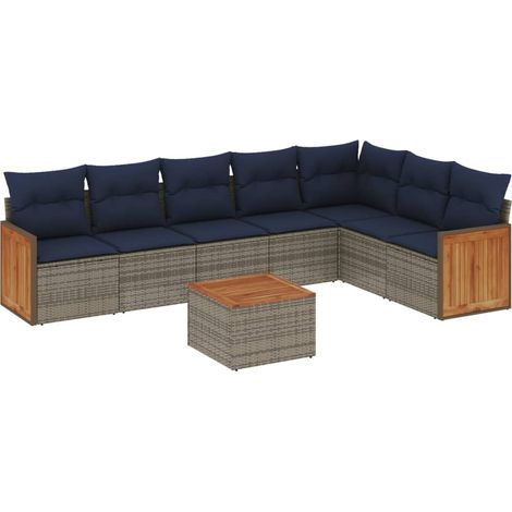 Maison Exclusive - Set Divani da Giardino 8 pz con Cuscini Grigio in Polyrattan (1/5)