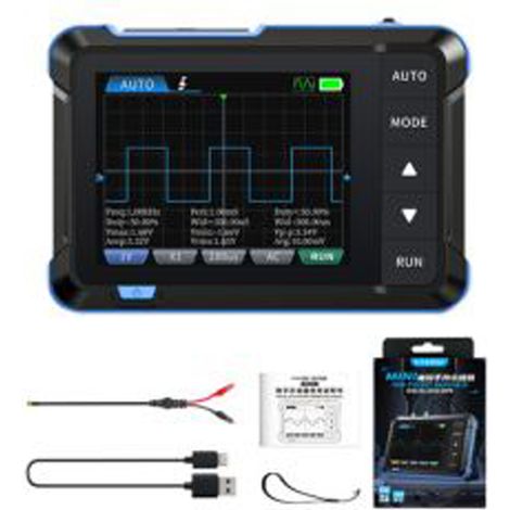 Générateur de signaux d'oscilloscope numérique avec écran de 2,8 pouces, oscillomètre portatif, bande passante de 1 M, taux d'échantillonnage de 5 MS/s, oscillomètre avec fonction de mesure (1/5)