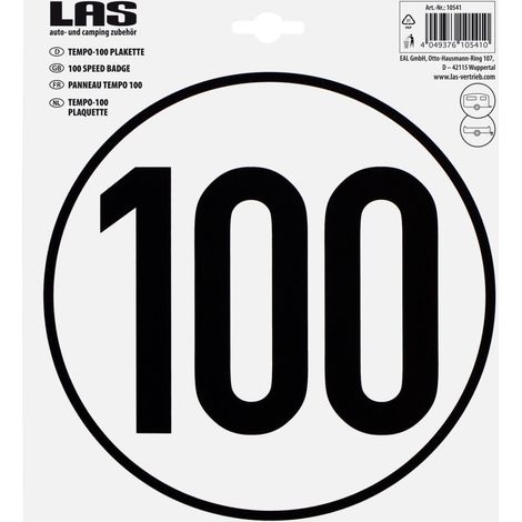 LAS Plakette 100 km/h Ø 20cm Anhängerzubehör (1/2)