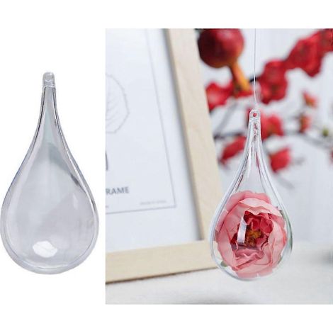 Lot de 5 boules de Noël transparentes vides en forme de goutte pour la décoration intérieure (1/4)
