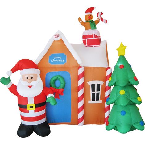 Maison gonflable de Noël avec éclairage LED, décorations de jardin et de centre commercial (1/5)