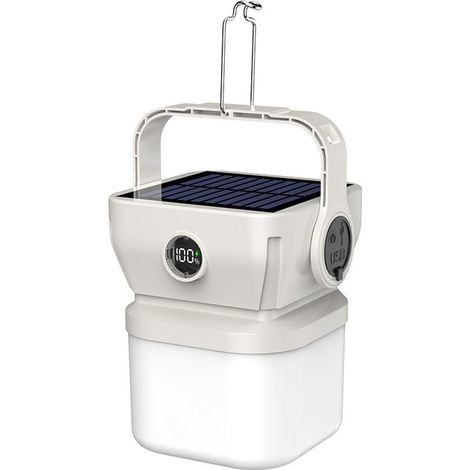 Lampe de camping solaire - Portée de 500 m - Zone de couverture de 120 m² - Avec batterie externe et écran LCD - Étanche (IPX5) (1/5)