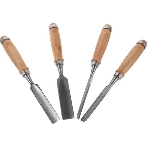 4 Pièces - Ciseau à Bois - Gouge - Outil de Sculpture et Gravure - Pour Travail du Bois Professionnel et Loisir - Multicolore - 24x2,60 cm
