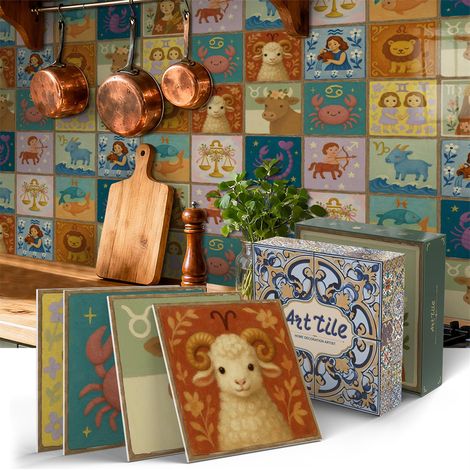 Lot de 12 autocollants muraux adhésifs–Carreaux vinyles imperméables et amovibles(Peel & Stick)Décoration DIY pour cuisine,salle de bain,15x15CM (1/5)
