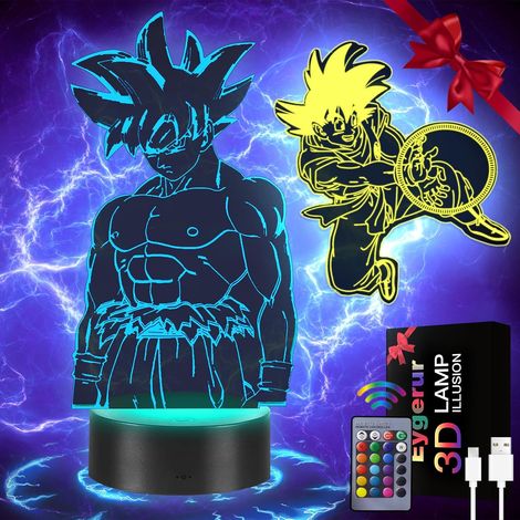 Lampe Veilleuse Goku 2-en-1 - 1 Unité - Acrylique et ABS - Illusion 3D LED 16 Couleurs - Chambre Enfant et Décoration - Télécommande Incluse (1/5)