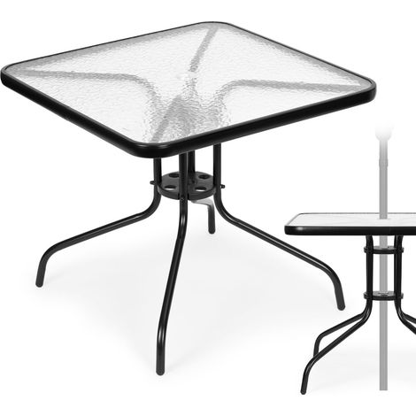 Gartentisch 80x80 cm fur terrasse garten balkon gehartetes glas schirmloch multigarden