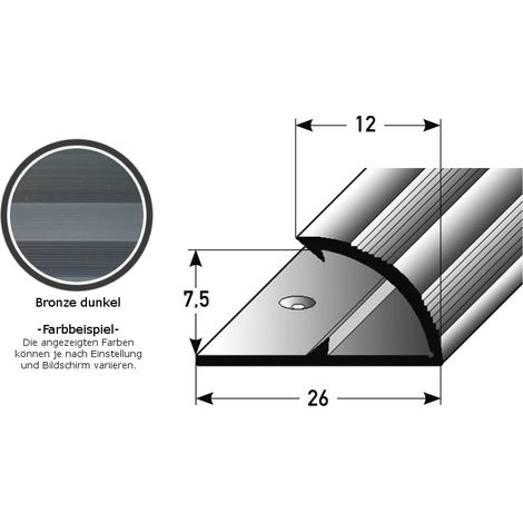 Klemmprofil / Einschubprofil "Limerick" für Laminat, 7,5 mm Einfasshöhe, Aluminium eloxiert, gebohrt-silber-900 (1/2)
