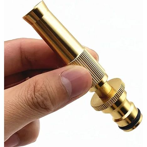 Pistolet à eau en laiton avec buse de pulvérisation en cuivre pur (kaki foncé), arroseur haute pression à jet direct, raccord rapide, pistolet réglable pour tuyau d'arrosage de jardin.