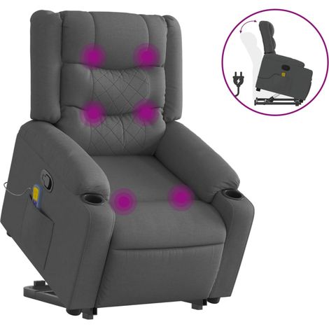 Maison Exclusive - Poltrona Alzapersona Massaggi Reclinabile Grigio Scuro Tessuto