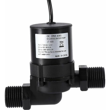 Pompe De Circulation Eau - 12 V DC - Moteur Sans Balai - IP68 Etanche - Débit 600 L/H - Hauteur Manométrique 2,8 M - Température Max 100 °C - 1 Pièce (1/5)