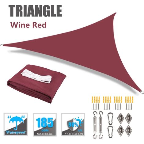 (Rouge foncé, accessoires d'installation inclus, 5x5x5m) Auvent pare-soleil imperméable, protection UV à 98%. (1/5)