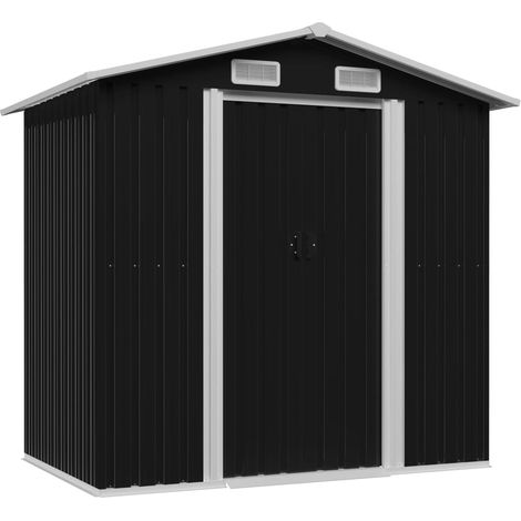 Casetta da giardino casetta per capanni casetta per ripostigli casetta per esterni casetta per attrezzi robusto acciaio 204 x 132 x 186 cm antracite 020022383