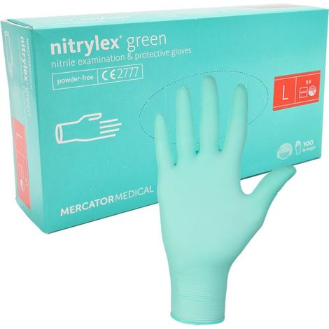 Mercator Nitrylex Grüne Nitrilhandschuhe Größe L, 100 Stück (1/5)