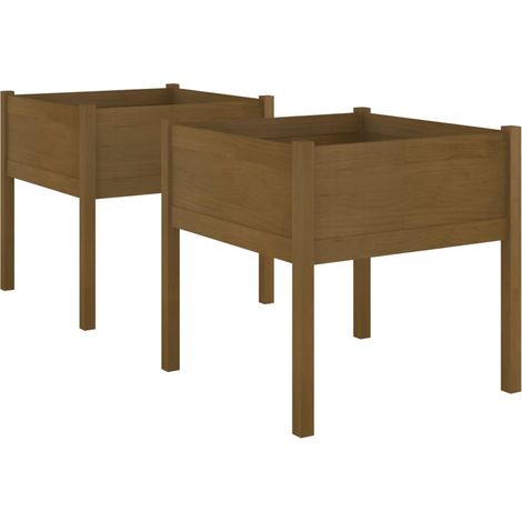 Vaso per fioriera aiuola rialzata piante fiori giardino terrazze set da 2 70 x 70 x 70 cm legno massello di pino marrone 020039005
