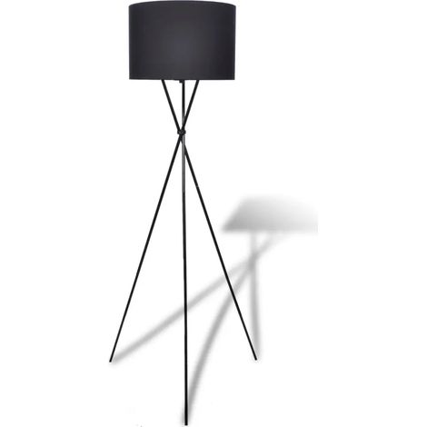 Lampadaire avec support haut 380 x 380 x 1390 mm éclairage doux ambiance cosy style moderne en polyester noir