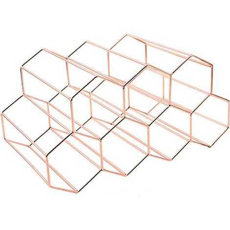 Weinregal, Tisch-Weinregal aus Metall, Weinflaschenhalter, Weinregal-Organizer, für Bar, Weinkeller, Wohnzimmer, Küche, Weinkeller (Roségold) (1/5)