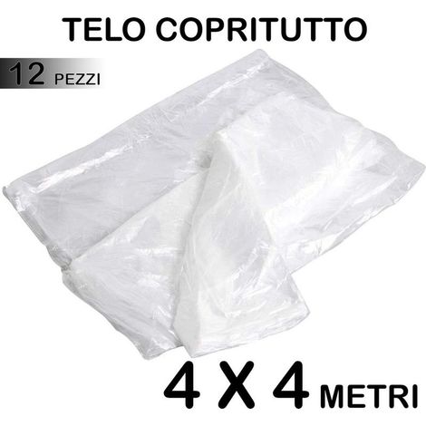 Set 12 Telo Copritutto Multiuso Protegge Pavimenti Mobili Auto Sedie 4x4m (1/2)