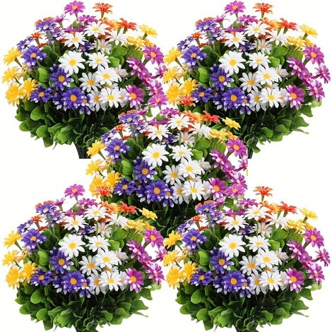 bouquets de fleurs artificielles en marguerites simulées colorées résistantes aux UV pour mariages fêtes jardin Plastique (1/5)