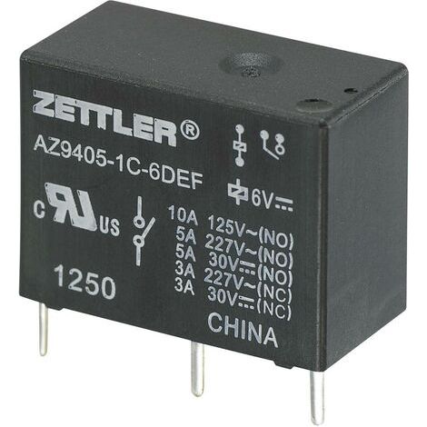 Zettler Electronics AZ9405-1C-12DEF Relais pour circuits imprimés 12 V/DC 10 A 1 inverseur (RT) 1 pc (1/3)