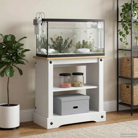 Supporto per Acquario CORONA Bianco e marrone 60,5 x 30 x 60 cm vidaXL
