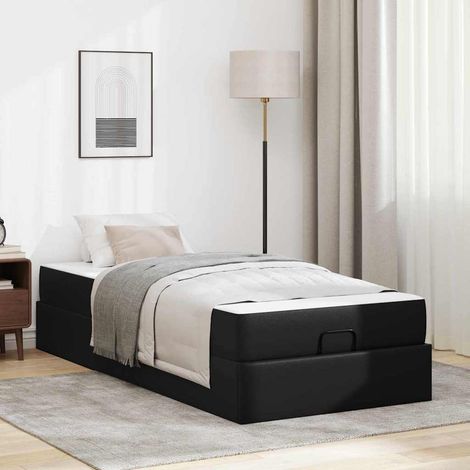 Bettgestell mit Matratze Schwarz 90 x 200 cm Kunstleder vidaXL (1/5)