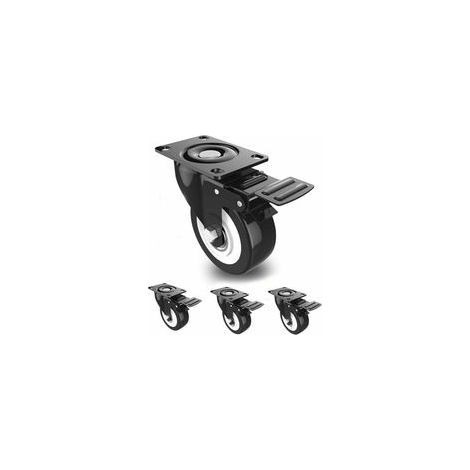 4 Rollen mit 50 mm und Bremse, 4 schwenkbare Rollen für Möbel/Transport, Möbelrollen, schwere Lastrollen, Gesamttragfähigkeit 300 kg -INHHUB (1/4)