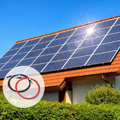 Câble d'extension de panneau solaire photovoltaïque de 3 mètres avec connecteurs MC4 rouges et noirs en cuivre. (1/5)