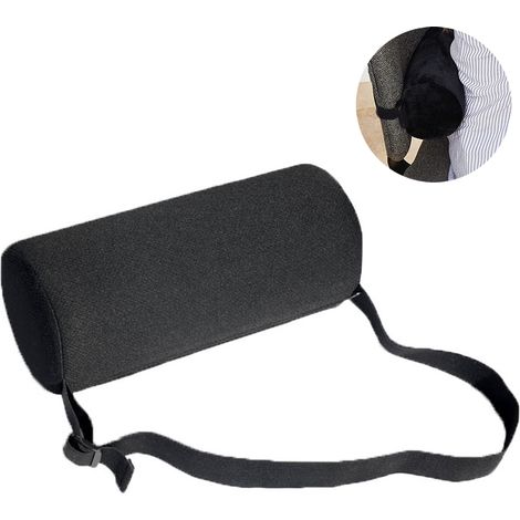 Lumbar Roll - Cylindrical Waist Support Cushion for Office Chair Car Seat Wheelchair - Ergonomic Backrest Pillow with Adjustable Strap - 1 Piece (1/5)