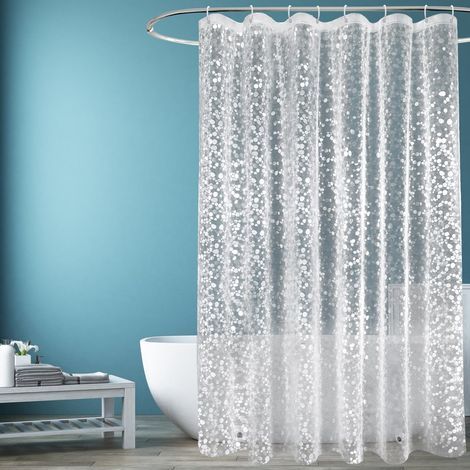 Rideau de Douche 120 x 200 avec 2 Aimants Puissants pour Cabine de Douche, Rideau Douche Transparent Imperméable et Anti-moisissure (1/5)