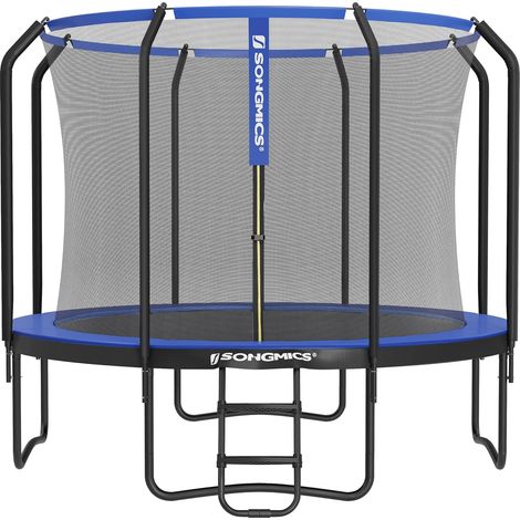 Songmics – Trampoline rond 305 cm – Charge maximale 150 kg – Filet de sécurité intérieur – Cadre galvanisé et pieds en W – Bleu foncé