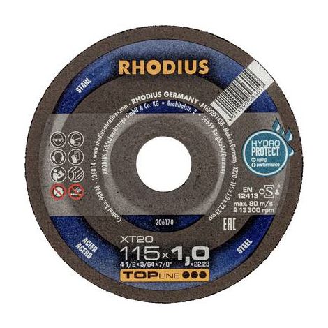 Disco de corte Rhodius xt20 115 mm velocidad alta chispa baja