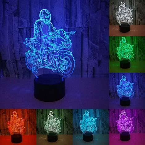 Moto Modèle 3D LED Nuit Lumière 7 Couleur Chambre Décoration Veilleuse Nouveauté Lampe Enfants Cadeau (1/5)