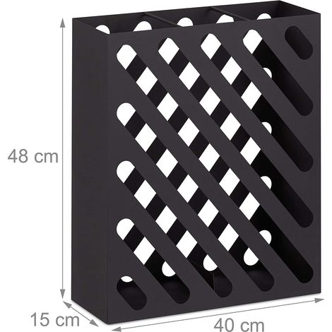 Portaombrelli grande rettangolare di design in acciaio nero 1300022112