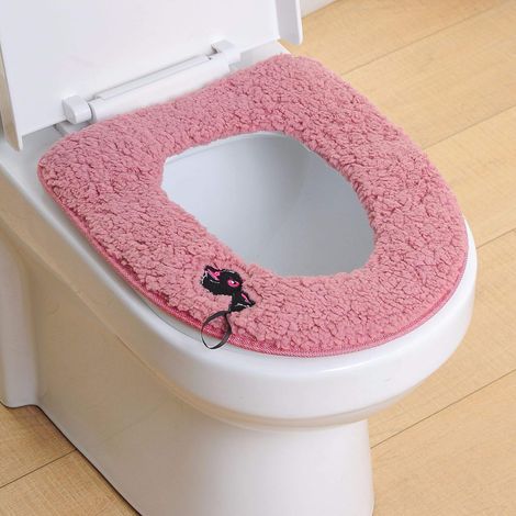 ZOLGINAH Lot de 2 coussins universels doux et chauds pour siège de toilette avec boucle de suspension(rose) (1/5)
