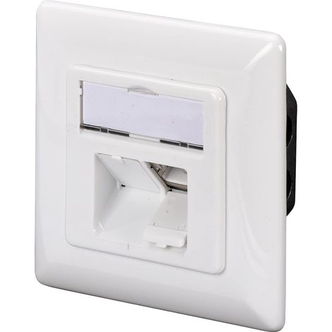 DIGITUS Scatola di giunzione Cat-6 - 2 porte RJ45 - Presa di rete da incasso - Alimentazione orizzontale - Compatibile con il design - Bianco puro (1/3)