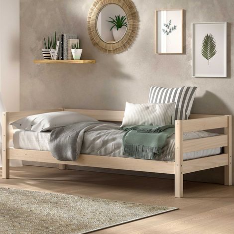 Lit banquette Maggie - 90 x 200cm - bois pin massif - milky pine (1/4)