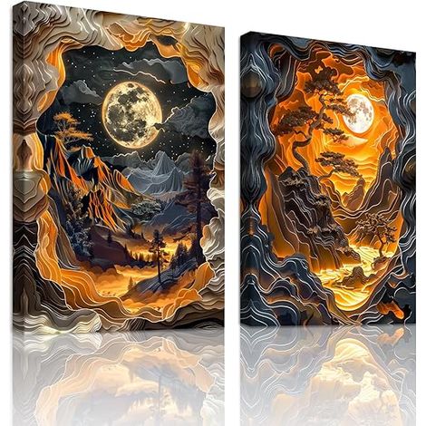 Quadri su Tela Astratti Stile Cinese Set da 2 Pezzi 40x60 cm (1/5)