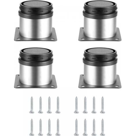4 Pièces Pieds de Meubles Réglables, Pied de Table Reglable Hauteur Métal, Pieds Meuble Cuisine, Pieds de Meubles Armoires éTagèRes Table Acier Inoxydable, avec Vis (50X50MM, Argent) (1/5)