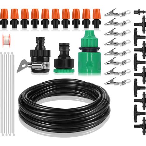 Kit d'irrigation goutte à goutte 8m pour serre et parterre de fleurs avec sortie unique (1/5)