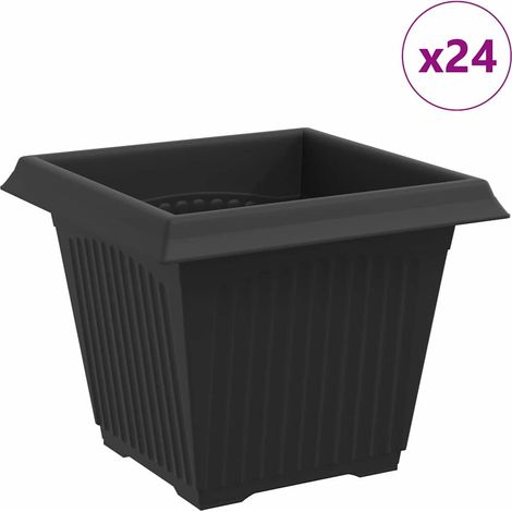 Maison Exclusive - Vaso quadrato per fiori 24 pcs Nero 20 x 20 x 16 cm Plastica