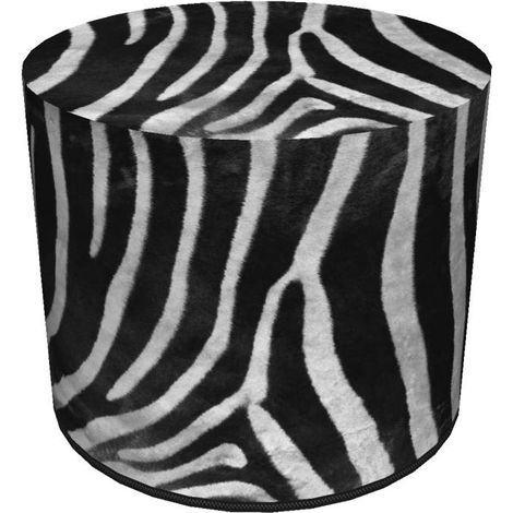 Dekorativer Pouf von Bertoni, Zebramuster – runder Pouf für Wohnzimmer und Flur, 40 cm Durchmesser, elegant, mit Reißverschluss, waschbar (1/5)