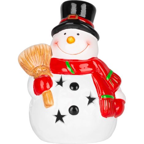 Weihnachtsdekoration MagicHome, lächelnder Schneemann, LED, Terrakotta, 8,5x8,2x12,5 cm (1/4)