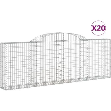 Paniers à gabions arqués 20 pcs  Mur en gabion 300x30x100/120 cm fer galvanisé