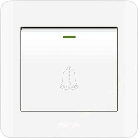 Bouton de sonnette extérieure, interrupteur de sonnette 220-250 V avec panneau en verre trempé. Blanc, diamètre 8,6 cm (3,38 pouces).