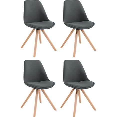 Lot de 4 chaises de salle à manger design scandinave en tissu gris foncé et pieds en bois clair forme carré 100003203